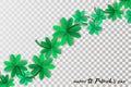 Happy St. Patricks Day Greetings Card. Four and Three Leaf Clover in paper cut style. Space for Text. Floral green