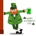 Happy St Patricks Day Leprechaun Drinking Beer Royalty Free Stock Photo