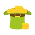 happy st patricks day leprechaun hat filled coins icon flat style