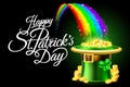 Happy St Patricks Day Leprechaun Hat Rainbow Sign Royalty Free Stock Photo