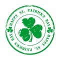 Happy St. Patricks Day. March 17. Green grunge rubber stamp with clover and text Royalty Free Stock Photo