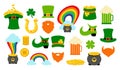 St. Saint Patricks Day icon photo booth props set.