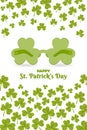 Happy St. Patricks Day Vertical Background Banner. Unique 90s theme throwback funky party sunglasses vector illustration.