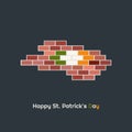 Happy St. Patricks`s Day Card With Bricks And The Irish Flag