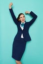 Happy Stewardess Cheering