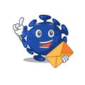 Happy streptococcus mascot design concept with brown envelope