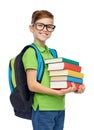 Happy student boy with school bag and books Royalty Free Stock Photo