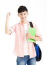 Happy student carrying books isolated Royalty Free Stock Photo