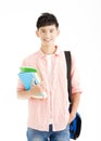 Happy student carrying books isolated Royalty Free Stock Photo