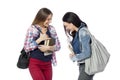 Happy student girls after class Royalty Free Stock Photo