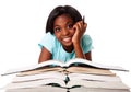 Happy student with homework Royalty Free Stock Photo
