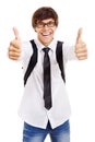 Happy student shows thumb up Royalty Free Stock Photo