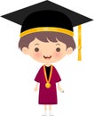 Happy student wearing graduation hat and outfit