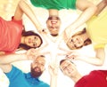 Happy students in colorful clothing standing together making sta Royalty Free Stock Photo