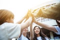 Happy students giving high five at school Royalty Free Stock Photo