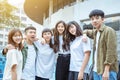 Happy students group standing together at  campus Royalty Free Stock Photo