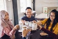 Happy students having a cup of coffee Royalty Free Stock Photo