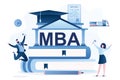 Happy students holding diploma of MBA degree. Skills Improvement, Online Education concept Royalty Free Stock Photo
