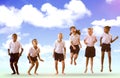 Composite image of happy students in school uniforms Royalty Free Stock Photo