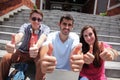 Happy students showing thumb up Royalty Free Stock Photo