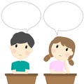 Happy students are talking with speech bubble.Vector illustration character design..