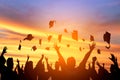 students throwing graduation caps in the Air Royalty Free Stock Photo