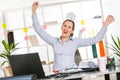 Happy successful Businesswoman in the office Royalty Free Stock Photo