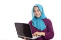 Happy Successful Muslim Businesswoman with Laptop Royalty Free Stock Photo