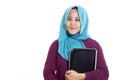 Happy Successful Muslim Businesswoman with Laptop Royalty Free Stock Photo