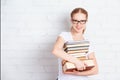 Happy successful student girl with book Royalty Free Stock Photo