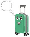 Happy suitcase and sign