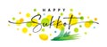 Happy Sukkot elegant lettering with etrog and lulav Royalty Free Stock Photo