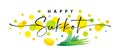 Happy Sukkot elegant lettering with etrog and lulav