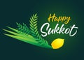 Happy Sukkot with four species lulav jewish holiday banner Royalty Free Stock Photo