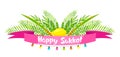 Happy Sukkot greeting card. Holiday background with Jewish festival traditional symbols.