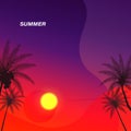 Happy summer background,sunset sea vector. Royalty Free Stock Photo