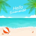 Happy summer,beach blue wave,beach balls vector