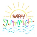 Happy summer colorful handwritten