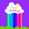 Happy summer days. summer holiday. Vector elements for greeting card, invitation, poster, T-shirt design. cloud, rain