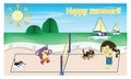 Happy summer and enjoy with volleyball along with Mr.purple bear and friends