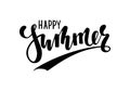 Happy Summer. Hand drawn calligraphy and brush pen lettering. design for holiday greeting card and invitation of seasonal summer h