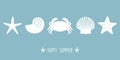 happy summer holiday design banner with sea shell starfish crab Royalty Free Stock Photo