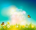 Happy summer holidays background with flowers Royalty Free Stock Photo