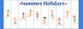 Happy Summer Holidays Banner Flat Vector Template