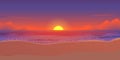 Happy summer night party, sunset beach purple sky vector