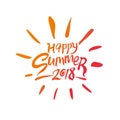 Happy Summer 2018. Seasonal logo in the shape of the sun.