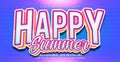 Happy Summer Text Style Effect. Editable Graphic Text Template Royalty Free Stock Photo