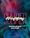 Happy Summer Time and Camp poster. Traveling template poster, vector illustration.