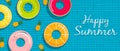 Summer pool banner of lifesaver and pineapple Royalty Free Stock Photo