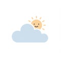 Happy Sun Peeking From Behind a Fluffy Cloud Royalty Free Stock Photo